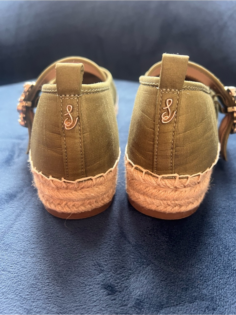 Sam Edelman Olive Green Mary Jane Espadrilles with Jeweled Buckle - Picture 4 of 6